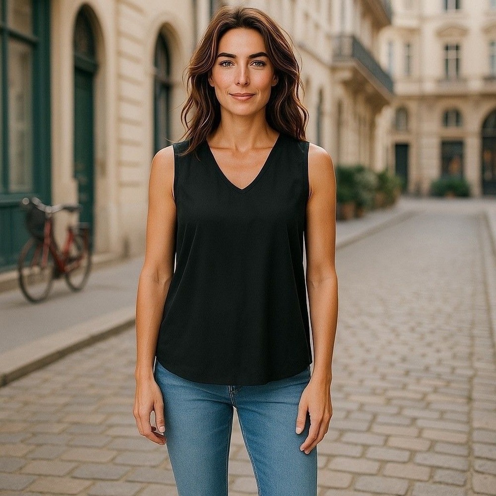 J.Crew Black Sleeveless V-Neck Blouse Top Casual Everyday Size 0